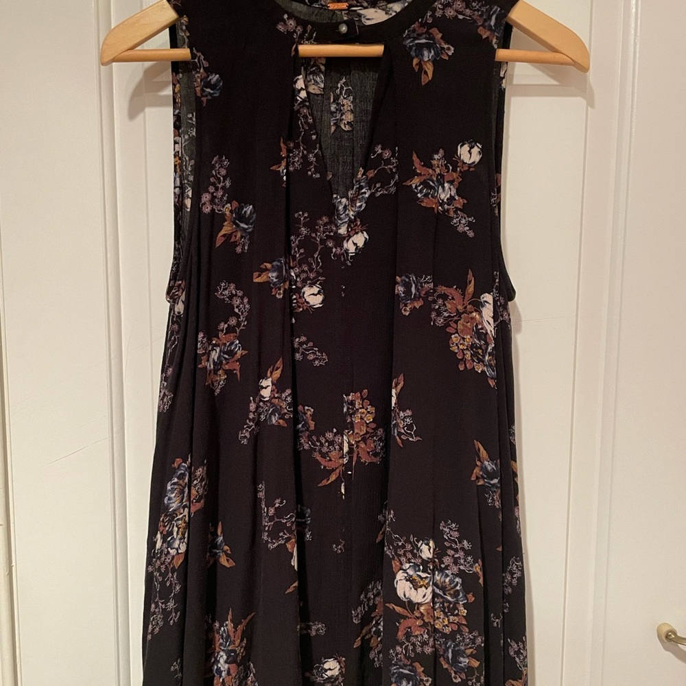 Black floral sleeveless tunic from Free People